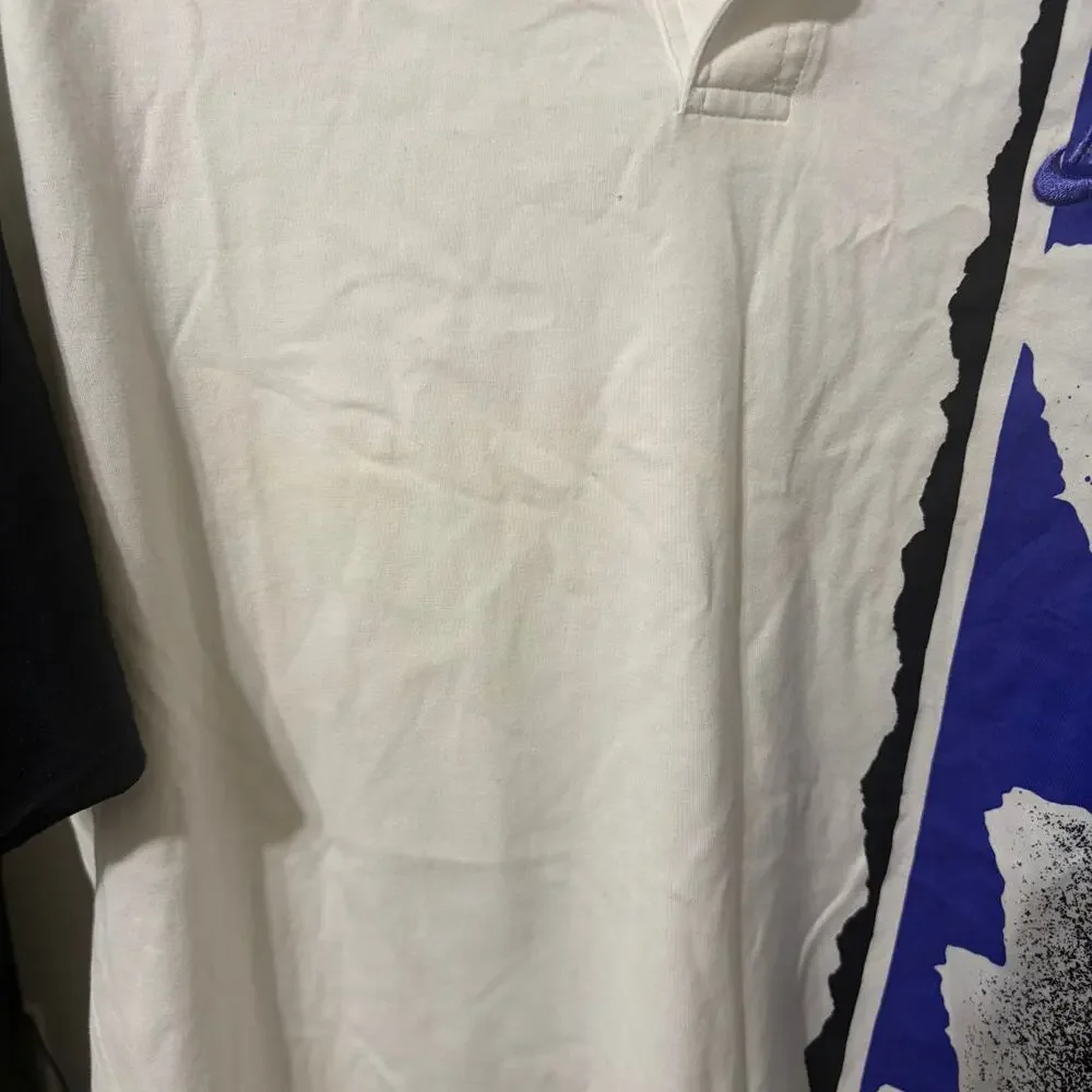 Vintage 90s Archive Nike Challenge Court Agassi Tennis Polo Large Blue Abstract